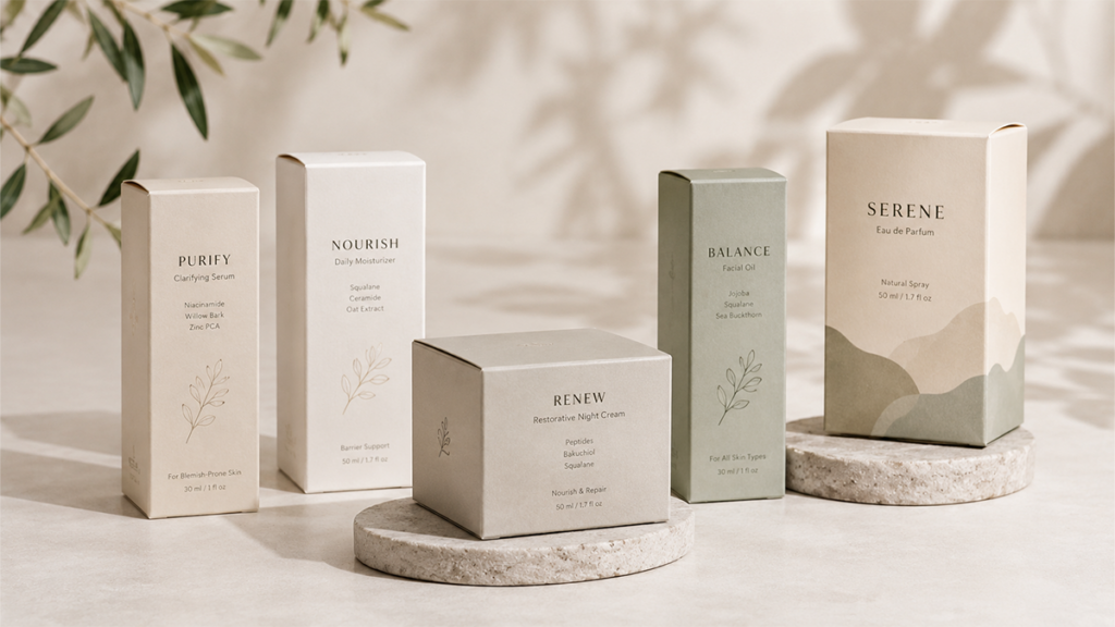 minimalist cosmetic paper box packaging design