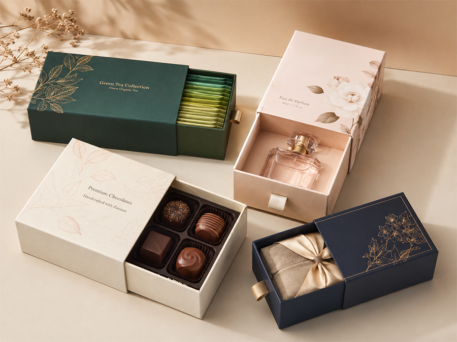  drawer paper boxes for cosmetics tea chocolate and gift products
