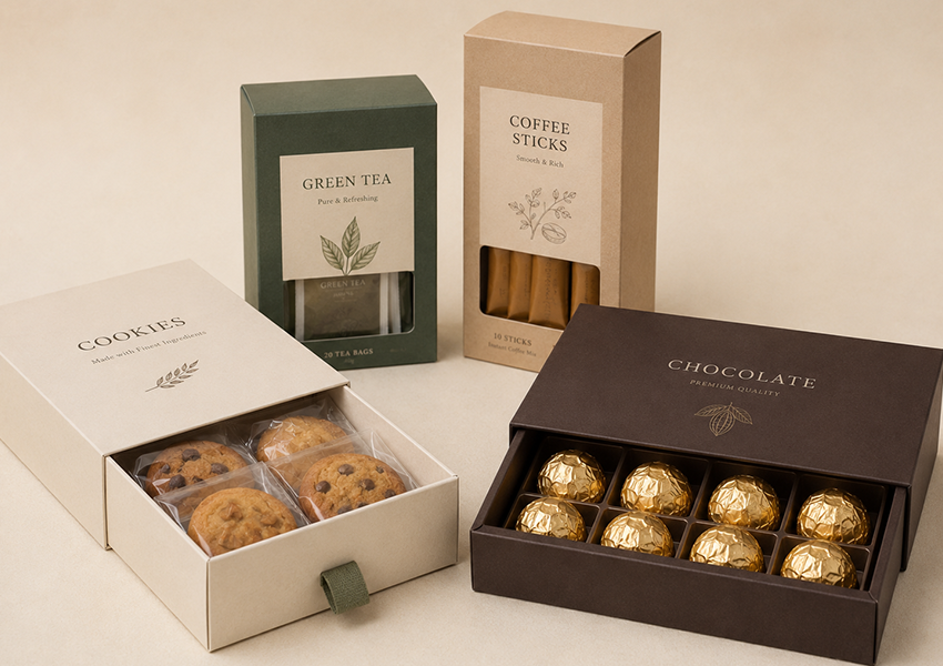 food paper box packaging ideas for snacks tea coffee and gifts