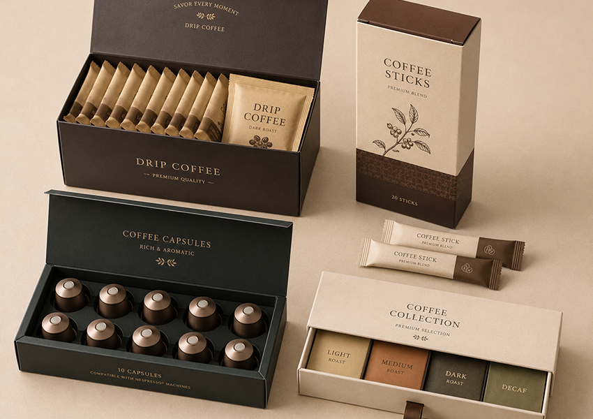coffee paper box packaging for coffee sticks drip coffee and gift sets