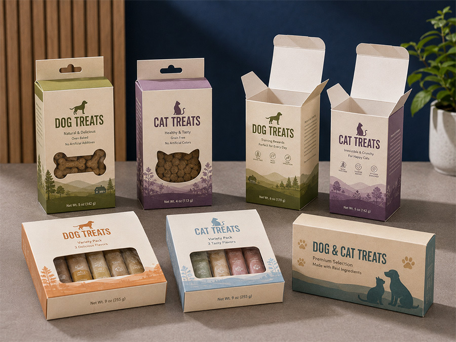 pet treat paper box samples checked before production