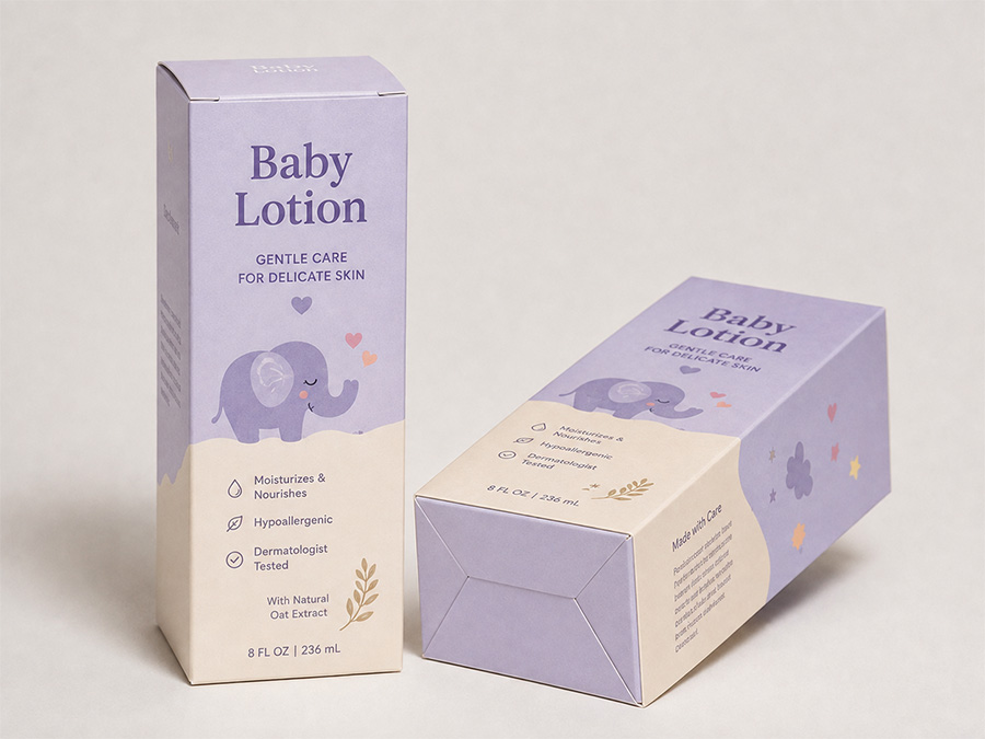 auto lock bottom paper box for baby lotion bottle