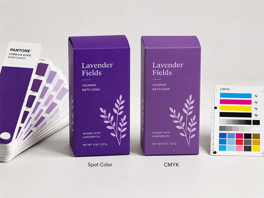 CMYK vs Pantone printing comparison for paper boxes
